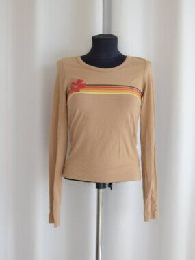 Vintage Y2K Roxy Hibiscus Long Sleeve Scoop Back Top Sz S